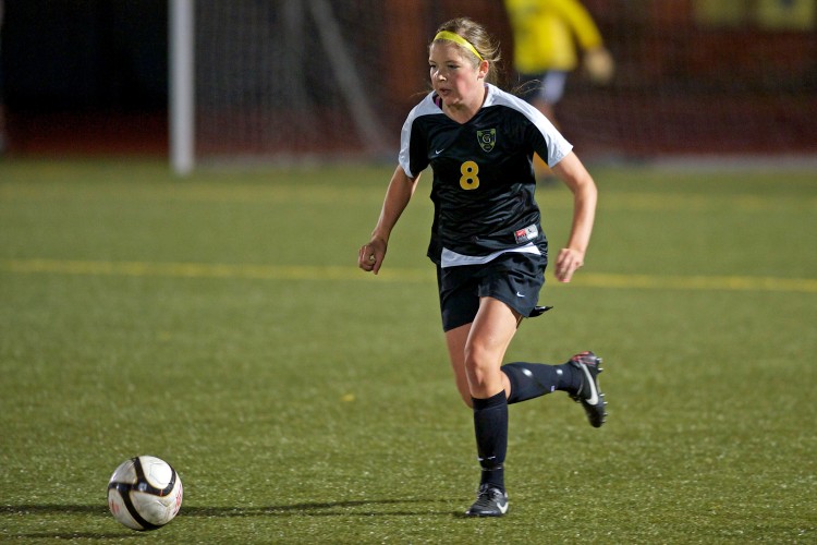 Gustavus junior Estee Berg controls the ball in the Gusties' 2-1 win over Saint Mary's on Wednesday night.