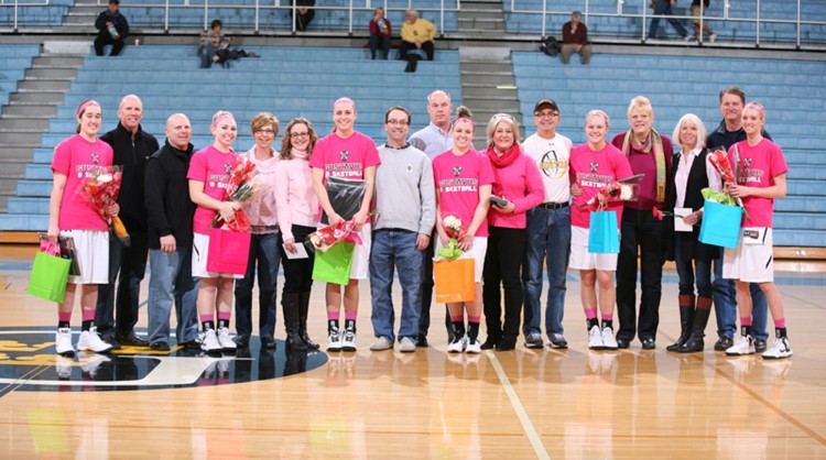 The 2012-13 Gustavus women's basketball seniors were honored as a part of Senior Day before today's game.