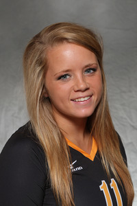 Paige Breneman recorded a total of 36 digs to lead Gustavus on the opening day of the Augsburg Tournament. 