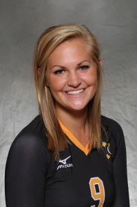 Becca Woodstra led the Gusties on Friday evening with 10 kills in the team's 3-0 victory over Macalester. 