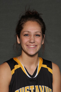 Miranda Rice came off the bench to score 10 points in Gustavus's playoff loss to Saint Mary's on Tuesday night.  