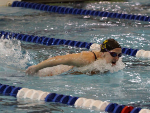 Kate Reilly swims the butterfly potion of the 400 IM. 