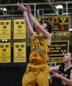 Riley Sharbono scored 11 points in the loss to St. Olaf. (photo by Jessica Williams)