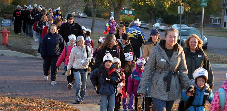 Gusties Take Part In Walk To School Day With St. Peter Elementary School Students