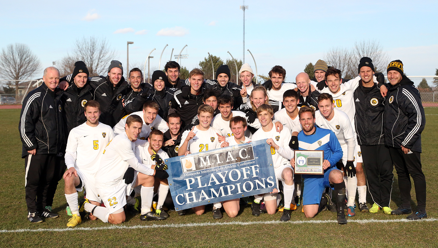 Men’s Soccer Claims 2014 MIAC Playoff Title With 2-0 Victory Over Saint John’s