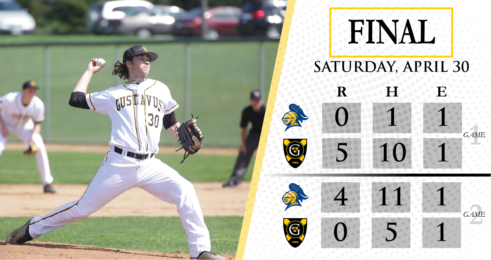 Baseball Splits Against Carleton After Volness’ One-Hitter