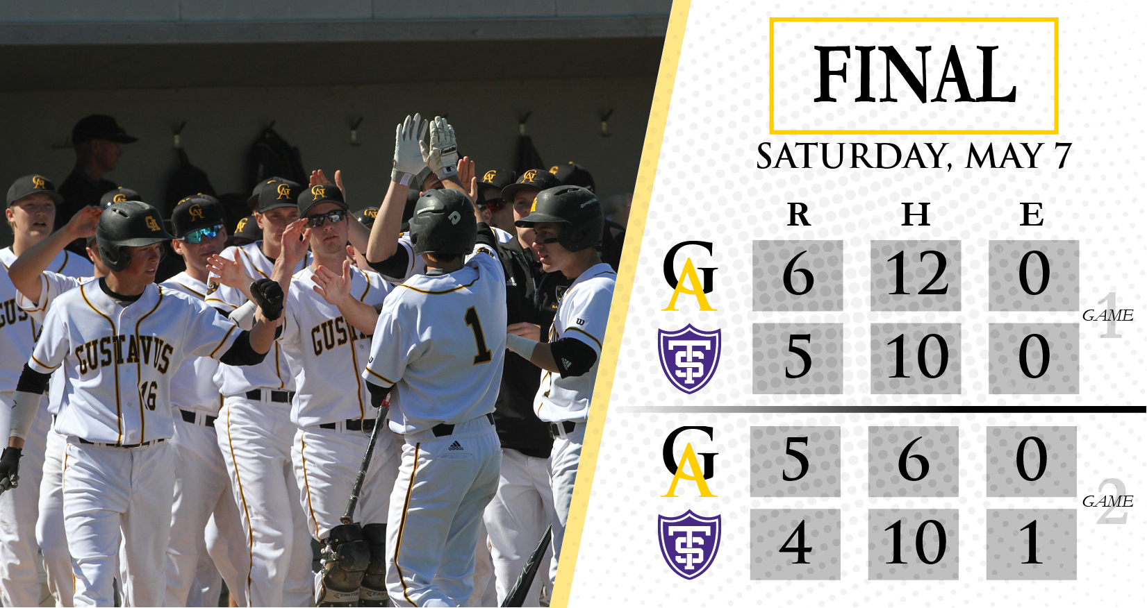 Baseball Sweeps No. 15 St. Thomas With Two Comeback Wins