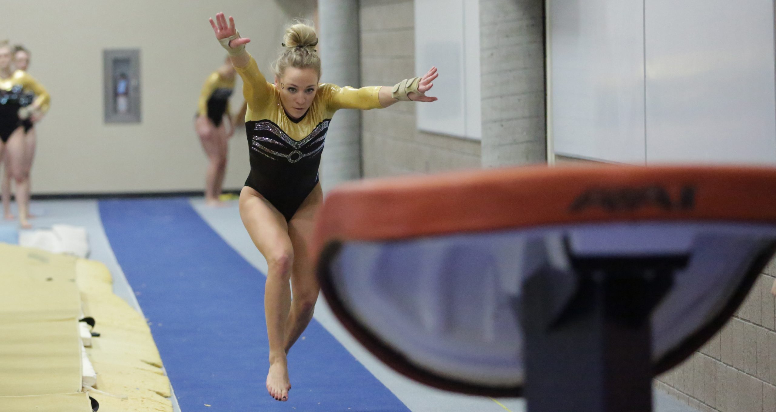 Gymnastics Drops Dual Meet To UW-Stout, Scores 183.000